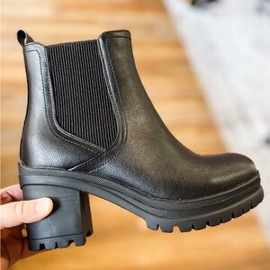Corkys Footwear Black Chelsea style boot with lug chunky heel Trust Issues